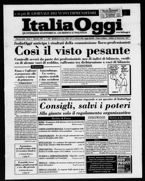 Italia oggi : quotidiano di economia finanza e politica